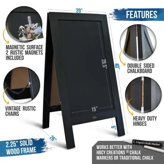 HBCY Creations A-Frame Chalkboard / Sidewalk Chalkboard Sign with Eraser / Large Sturdy Sandwich Board / A Frame Restaurant Message Board {9}