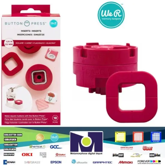 American Crafts We R Memory Keepers INSERT - BUTTON PRESS - SQUARE BUTTON 661103 {1}