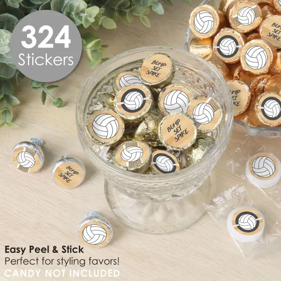 Big Dot of Happiness Bump, Set, Spike - Volleyball - Baby Shower or Birthday Party Small Round Candy Stickers - Party Favor Labels - 324 Count {3}