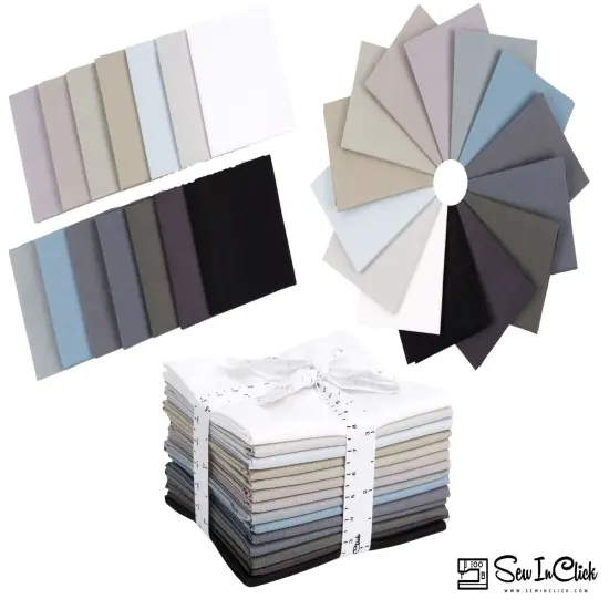 Fat Quarter Bundle -100% Cotton | Pure Solids | Monochrome l Mix - 14 Colors | Quilting & Crafting Soft Fabric | Special Gift Bundle {4}