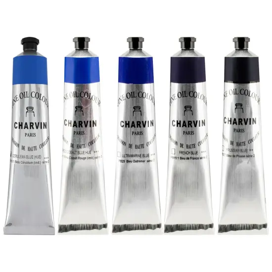 Charvin Professional Artist Quality Oil Paints, Green, Blue and Violet Themed Hues,150 ml {2}