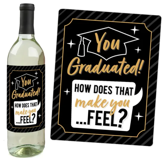 Big Dot of Happiness Psychology Grad - Psychologist Graduation Party Decorations for Women and Men - Wine Bottle Label Stickers - Set of 4 {5}