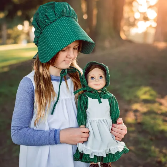 The Queen's Treasures Child's Apron & Prairie Bonnet & 3pc 18" Doll Outfit {5}