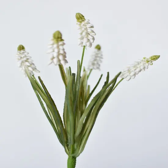 12.5" Faux White Muscari Bush Grape Hyacinth {4}