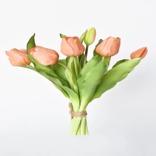 11.75" Faux Real Touch Orange Sorbet Tulip Stem Bundle {1}