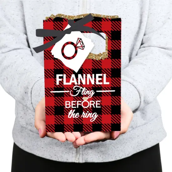 Big Dot of Happiness Flannel Fling Before the Ring - Buffalo Plaid Bachelorette Party Favor Boxes - Set of 12 {6}