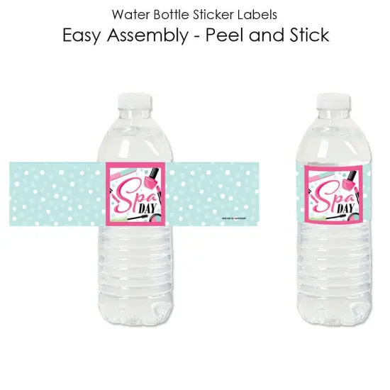 Big Dot of Happiness Spa Day - Girls Makeup Party Water Bottle Sticker Labels - Set of 20 {3}