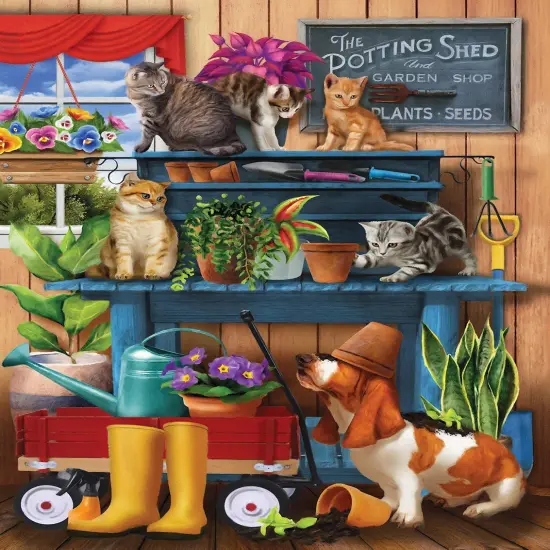 Sunsout Trouble in the Potting Shed 300 pc Jigsaw Puzzle 28937 {1}