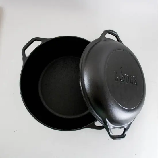 Lodge Logic L8DD3 Cast Iron Double Dutch Oven Extra Deep Lid 5 Quart {4}