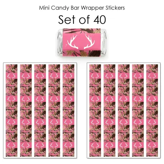 Big Dot of Happiness Pink Gone Hunting - Mini Candy Bar Wrapper Stickers - Deer Girl Camo Baby Shower or Birthday Party Small Favors - 40 Count {4}