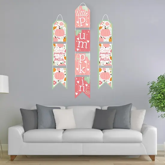 Big Dot of Happiness Girl Little Pumpkin - Vertical Paper Door Banners - Fall Birthday Party or Baby Shower Wall Decoration Kit - Indoor Door Decor {3}