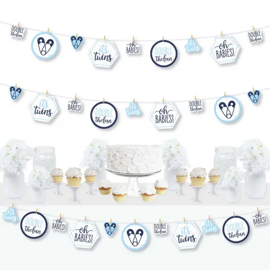 Big Dot of Happiness It's Twin Boys - Blue Twins Baby Shower DIY Decorations - Clothespin Garland Banner - 44 Pieces {1}