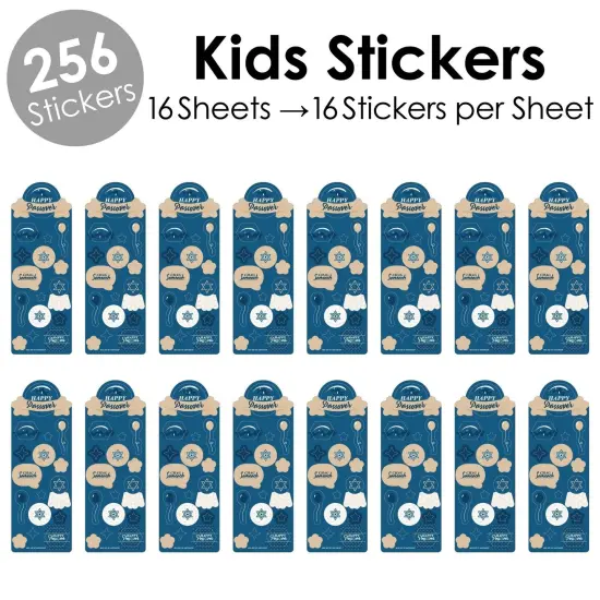 Big Dot of Happiness Happy Passover - Pesach Holiday Party Favor Kids Stickers - 16 Sheets - 256 Stickers {3}