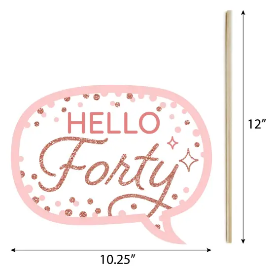 Big Dot of Happiness 40th Pink Rose Gold Birthday - Happy Birthday Party Photo Booth Props Kit - 20 Count {7}