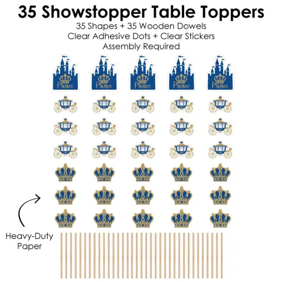 Big Dot of Happiness Royal Prince Charming - Baby Shower or Birthday Party Centerpiece Sticks - Showstopper Table Toppers - 35 Pieces {7}