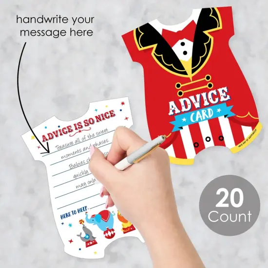 Big Dot of Happiness Carnival - Step Right Up Circus - Baby Bodysuit Wish Card Carnival Baby Shower Activities - Shaped Advice Cards Game - Set of 20 {3}