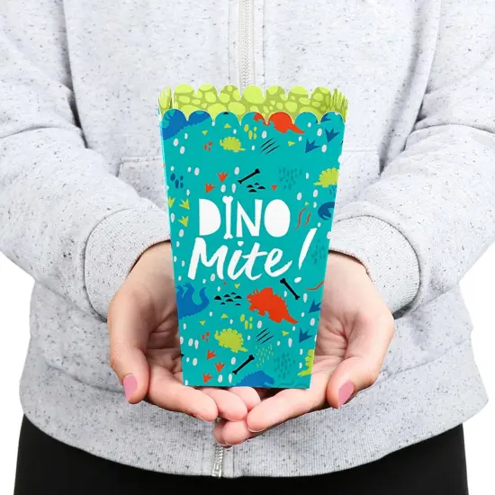 Big Dot of Happiness Roar Dinosaur - Dino Mite T-Rex Baby Shower or Birthday Party Favor Popcorn Treat Boxes - Set of 12 {6}