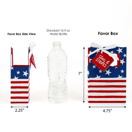 Big Dot of Happiness Stars & Stripes - Memorial Day, 4th of July and Labor Day USA Patriotic Independence Day Party Favor Boxes - Set of 12 {3}