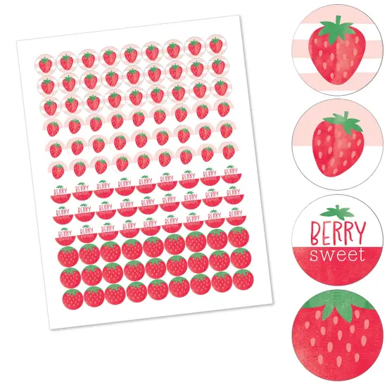 Big Dot of Happiness Berry Sweet Strawberry - Fruit Themed Birthday Party or Baby Shower Round Candy Sticker Favors Labels Fits Chocolate Candy 108 Ct {3}