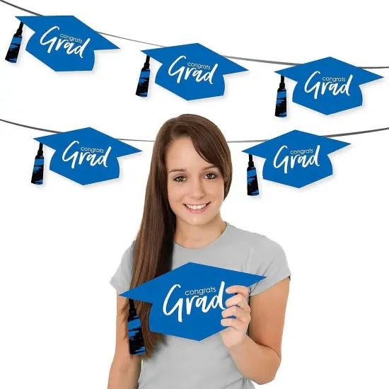 Big Dot of Happiness Blue Graduation Hat Decorations - DIY Large Party Essentials - 20 Count {3}