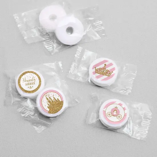 Big Dot of Happiness Little Princess Crown - Baby Shower or Birthday Party Round Candy Sticker Favors - Labels Fits Chocolate Candy (1 sheet of 108) {4}
