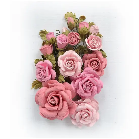 Little Birdie Rosalind Paper Flowers 21/Pkg Rosalind Sangria {3}