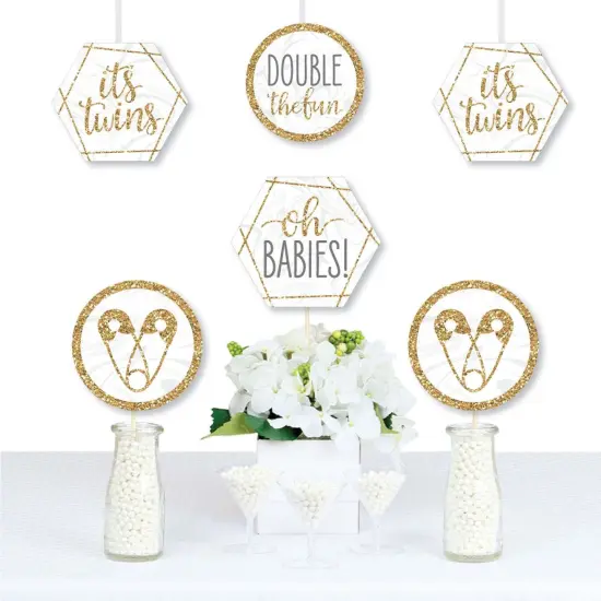 Big Dot of Happiness It's Twins - Decorations DIY Gold Twins Baby Shower Essentials - Set of 20 {1}