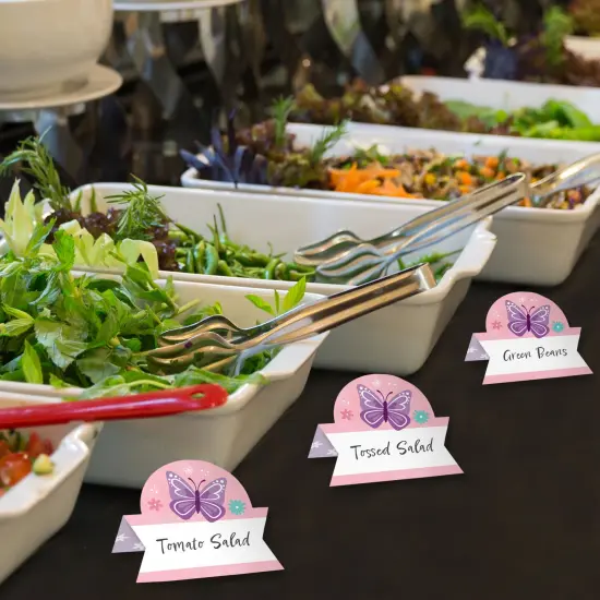 Big Dot of Happiness Beautiful Butterfly - Floral Baby Shower or Birthday Party Tent Buffet Card - Table Setting Name Place Cards - Set of 24 {4}