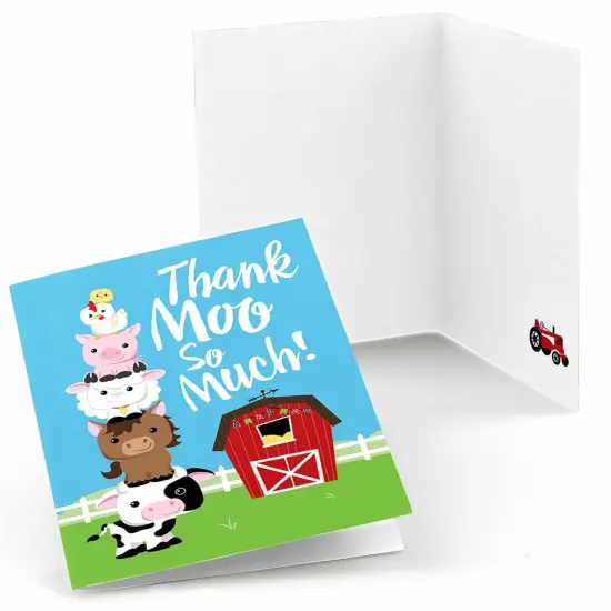 Big Dot of Happiness Farm Animals - Baby Shower or Birthday Party Thank You Cards (8 count) {1}