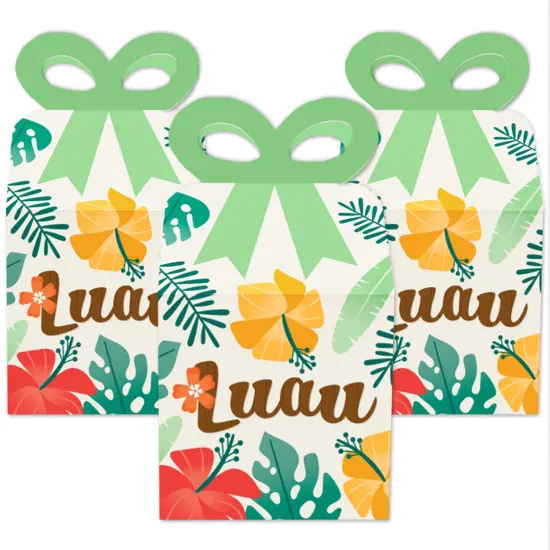 Big Dot of Happiness Tropical Luau - Square Favor Gift Boxes - Hawaiian Beach Party Bow Boxes - Set of 12 {3}