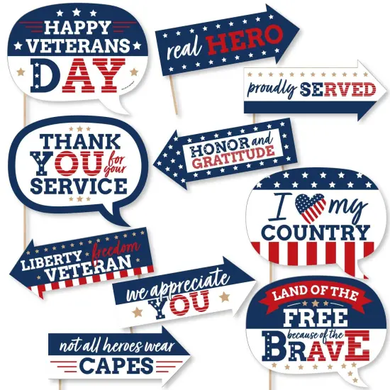 Big Dot of Happiness Happy Veterans Day - Patriotic Photo Booth Props Kit - 10 Piece {1}