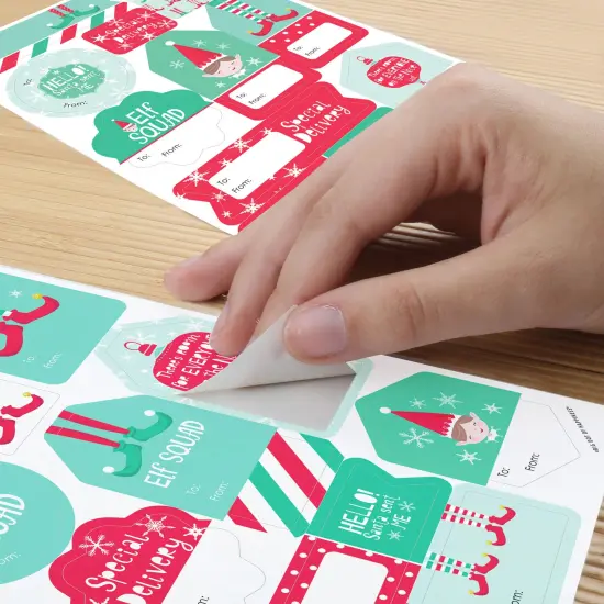 Big Dot of Happiness Elf Squad - Assorted Kids Elf Christmas and Birthday Party Gift Tag Labels - To and From Stickers - 12 Sheets - 120 Stickers {6}