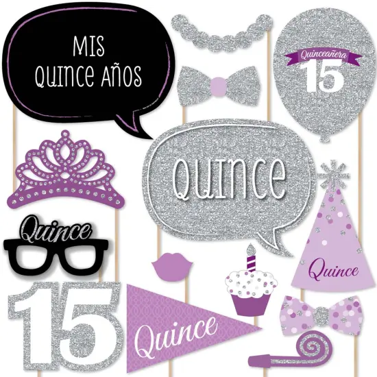 Big Dot of Happiness Quinceanera Purple - Sweet 15 - Birthday Party Photo Booth Props Kit - 20 Count {1}