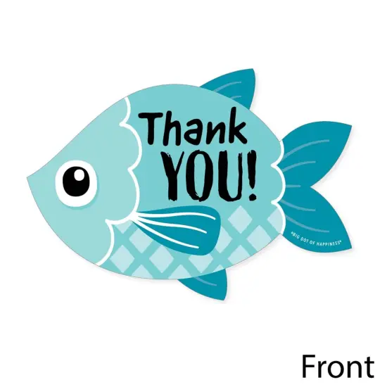 Big Dot of Happiness Let's Go Fishing - Shaped Thank You Cards - Fish Themed Birthday Party or Baby Shower Thank You Cards with Envelopes - Set of 12 {4}