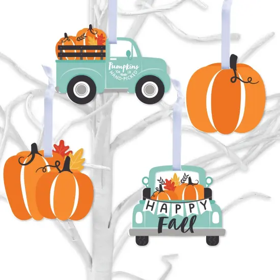 Big Dot of Happiness Happy Fall Truck - Harvest Pumpkin Decorations - Tree Ornaments - Set of 12 {1}