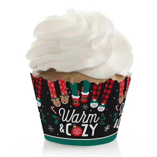 Big Dot of Happiness Christmas Pajamas - Holiday Plaid PJ Party Decorations - Party Cupcake Wrappers - Set of 12 {1}
