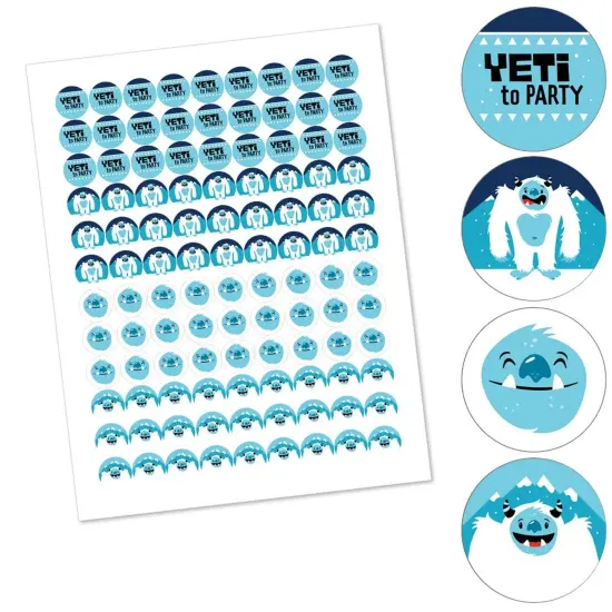 Big Dot of Happiness Yeti to Party - Abominable Snowman Birthday Party Round Candy Sticker Favors - Labels Fits Chocolate Candy (1 sheet of 108) {3}