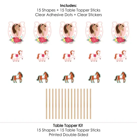 Big Dot of Happiness Run Wild Horses - Pony Birthday Party Centerpiece Sticks - Table Toppers - Set of 15 {7}
