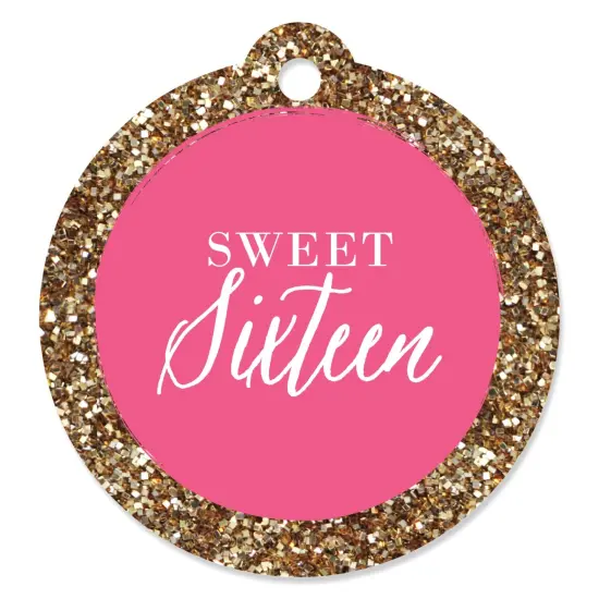 Big Dot of Happiness Chic 16th Birthday - Pink and Gold - Birthday Party Favor Gift Tags (Set of 20) {1}