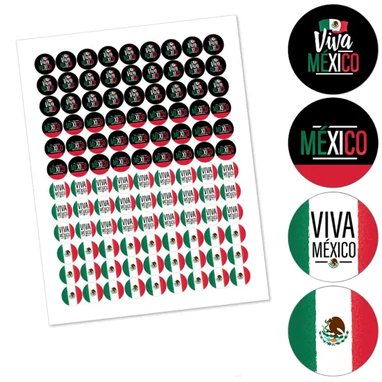 Big Dot of Happiness Viva Mexico - Mexican Independence Day Party Round Candy Sticker Favors - Labels Fits Hershey&rsquo;s Kisses (1 sheet of 108) {3}