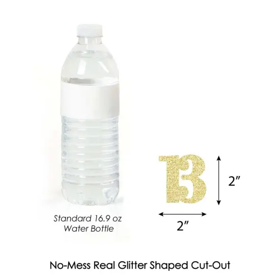 Big Dot of Happiness Gold Glitter 13 - No-Mess Real Gold Glitter Cut-Out Numbers - 13th Birthday Party Confetti - Set of 24 {4}