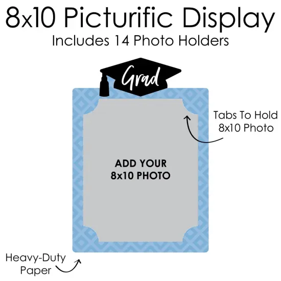 Big Dot of Happiness Light Blue Graduation 8 x 10 inches K-12 School Photo Holder - DIY Party Decor - Picturific Display {7}