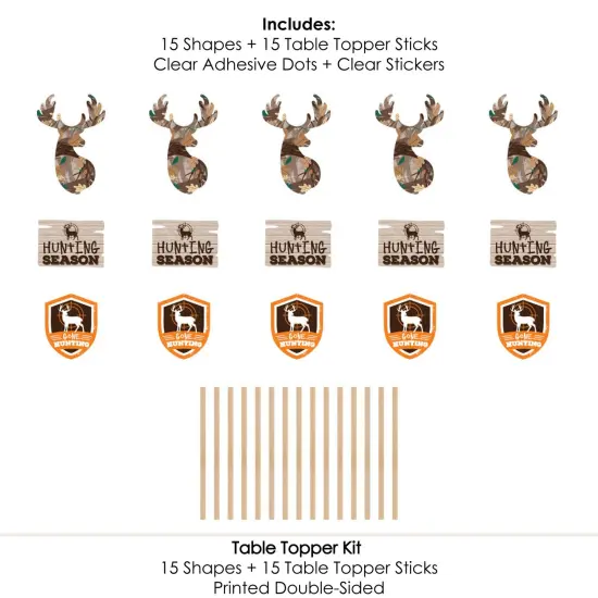Big Dot of Happiness Gone Hunting - Deer Hunting Camo Baby Shower or Birthday Party Centerpiece Sticks - Table Toppers - Set of 15 {7}