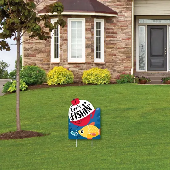 Big Dot of Happiness Let's Go Fishing - Outdoor Lawn Sign - Fish Themed Birthday Party or Baby Shower Yard Sign - 1 Piece {4}