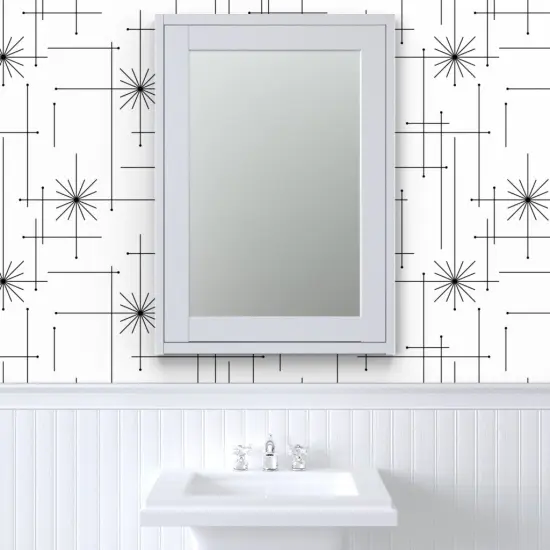 Peel & Stick Wallpaper 2FT Wide Geometric Mid Century Midcentury Modern Black White Monochrome Minimal Custom Removable Wallpaper by Spoonflower {6}