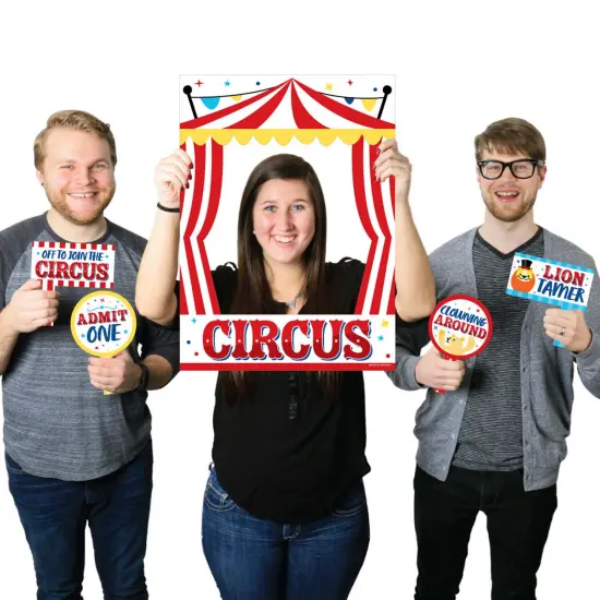 Big Dot of Happiness Carnival - Step Right Up Circus - Carnival Themed Party Selfie Photo Booth Picture Frame and Props - Printed on Sturdy Material {1}