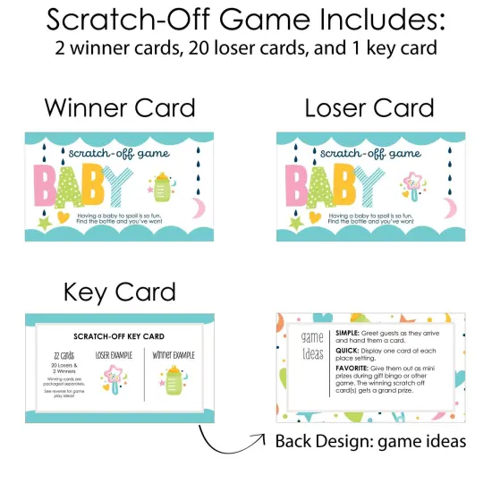 Big Dot of Happiness Colorful Baby Shower - Gender Neutral Party Game Scratch Off Cards - 22 Count {6}