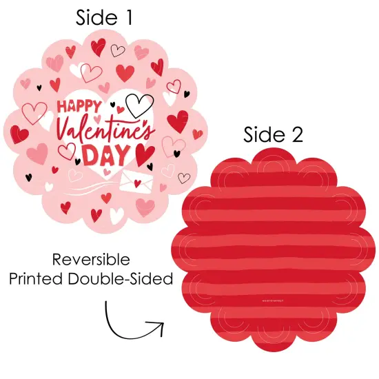 Big Dot of Happiness Happy Valentine&rsquo;s Day - Valentine Hearts Party Round Table Decorations - Paper Chargers - Place Setting For 12 {4}