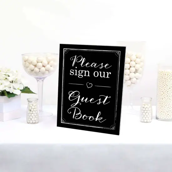 Big Dot of Happiness Guest Book Sign - Printed on Sturdy Plastic Material - 10.5 x 13.75 inches - Sign with Stand - 1 Piece {3}