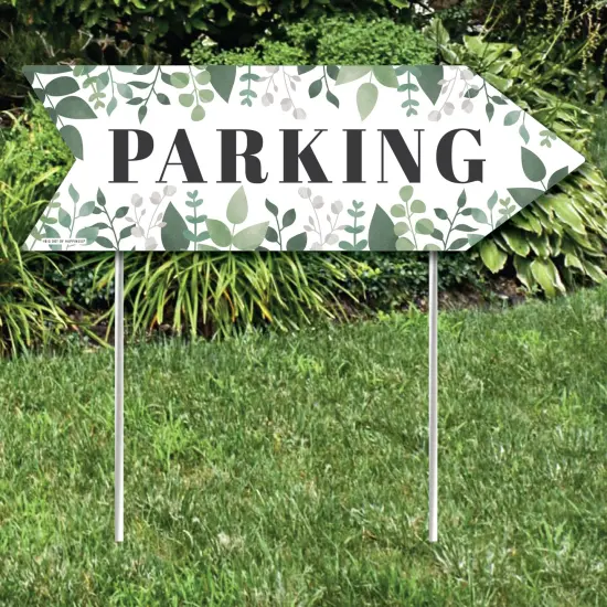 Big Dot of Happiness Boho Botanical Wedding Parking Signs - Greenery Wedding Sign Arrow - Double Sided Directional Yard Signs - Set of 2 Parking Signs {3}